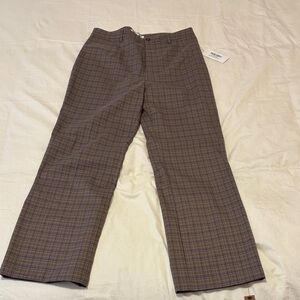 Reformation Franklin Checkered Brown Pants